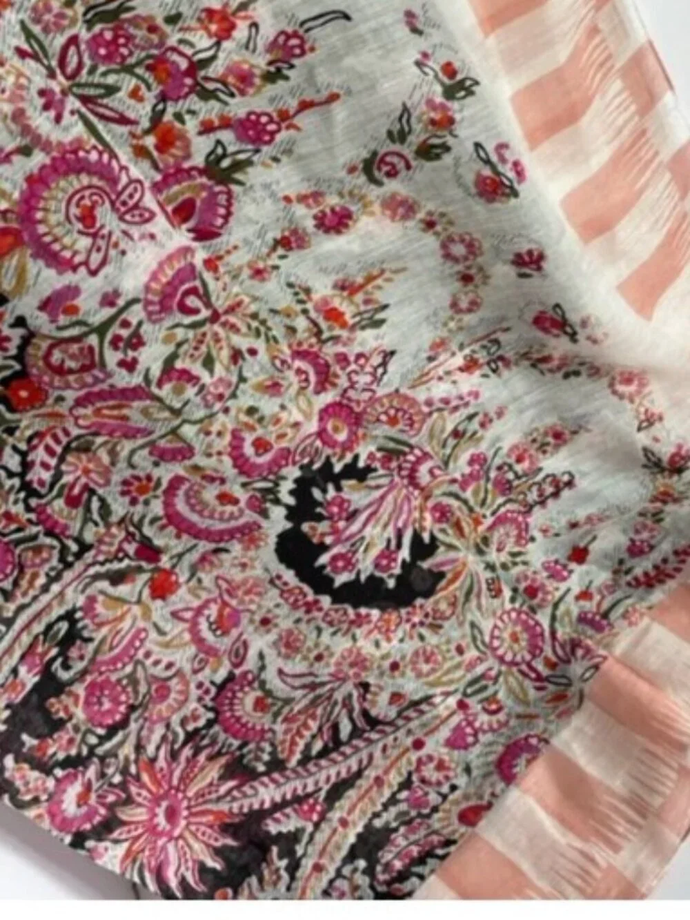 Liberty London Octavie Floral Silk Linen Scarf Pink Oblong 58x44